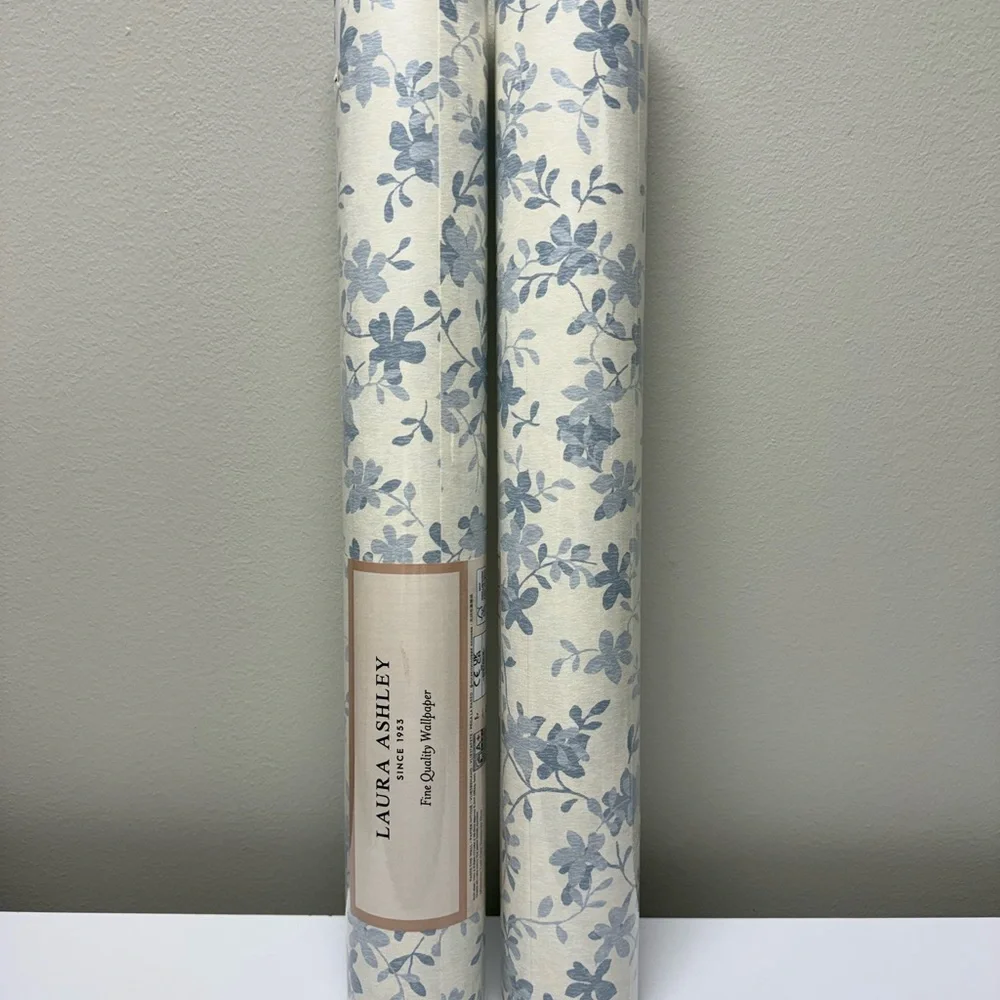 New! Laura Ashley 2 double rolls Misterton Trail Pale Seaspray Blue Wallpaper